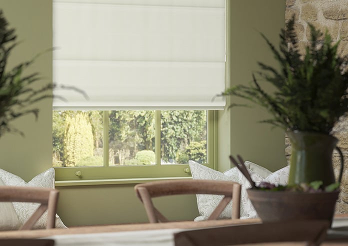 Atina (Blackout), Pure Ivory - Motorised Roman Blind - Image 5